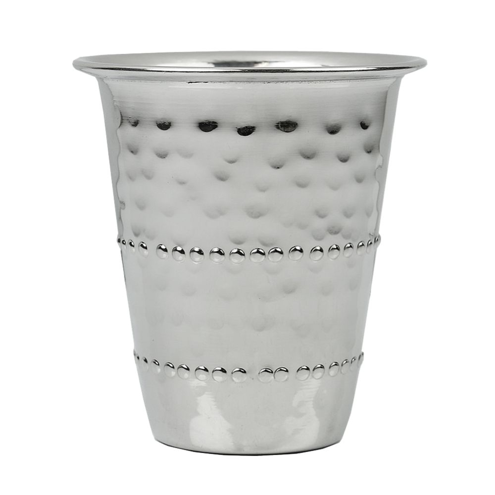 Kiddush Cup Stainless Steel Beaded Hammered 3"