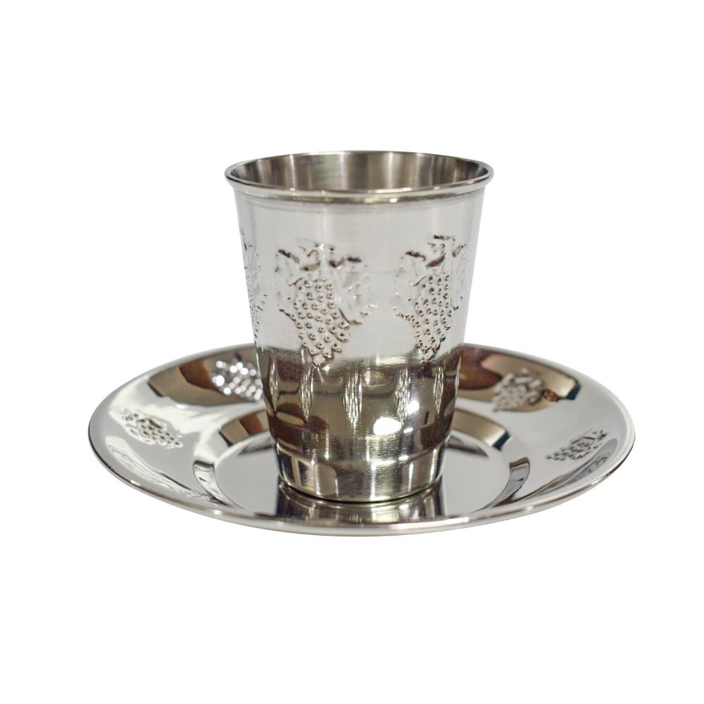 Kiddush Cup Set Stainless Steel Grapes 3" ( 140 ml 4.7 oz) (case12)