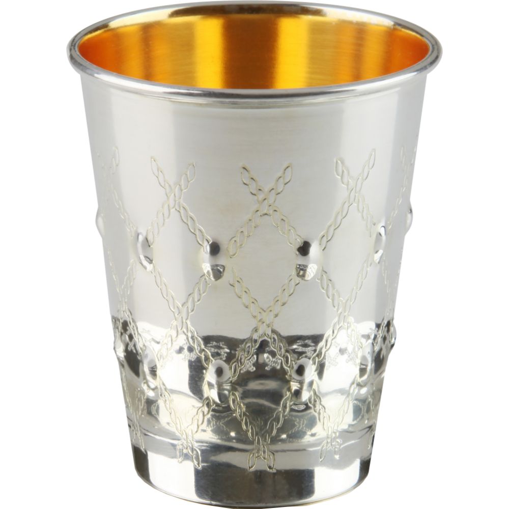 Kiddush Cup X Design 925 Sterling Silver Coated 3" ( 140 ml 4.7 oz)