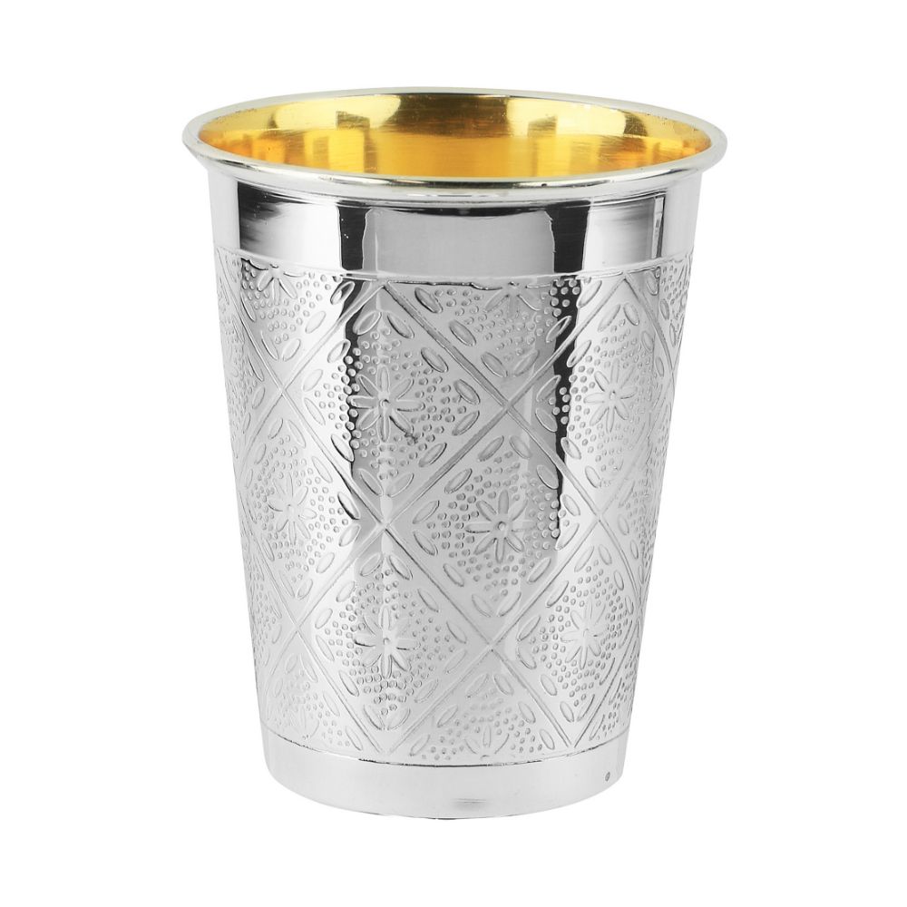 Kiddush Cup Diamond Design 925 Silver Coated 3.5" (5.5 oz 165 ml)