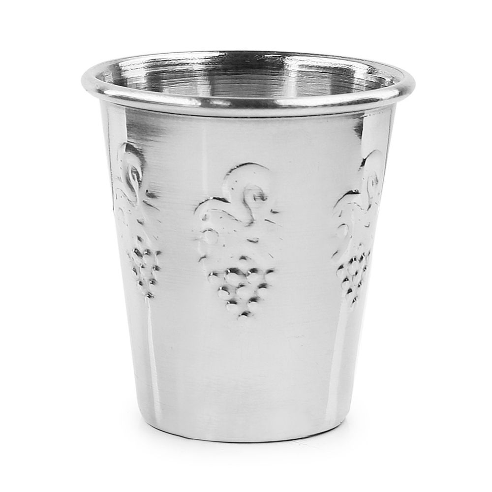Small Kiddush Cup 3.5 oz. Stainless Steel Grape 2.5" (3.04 oz 90 ml)