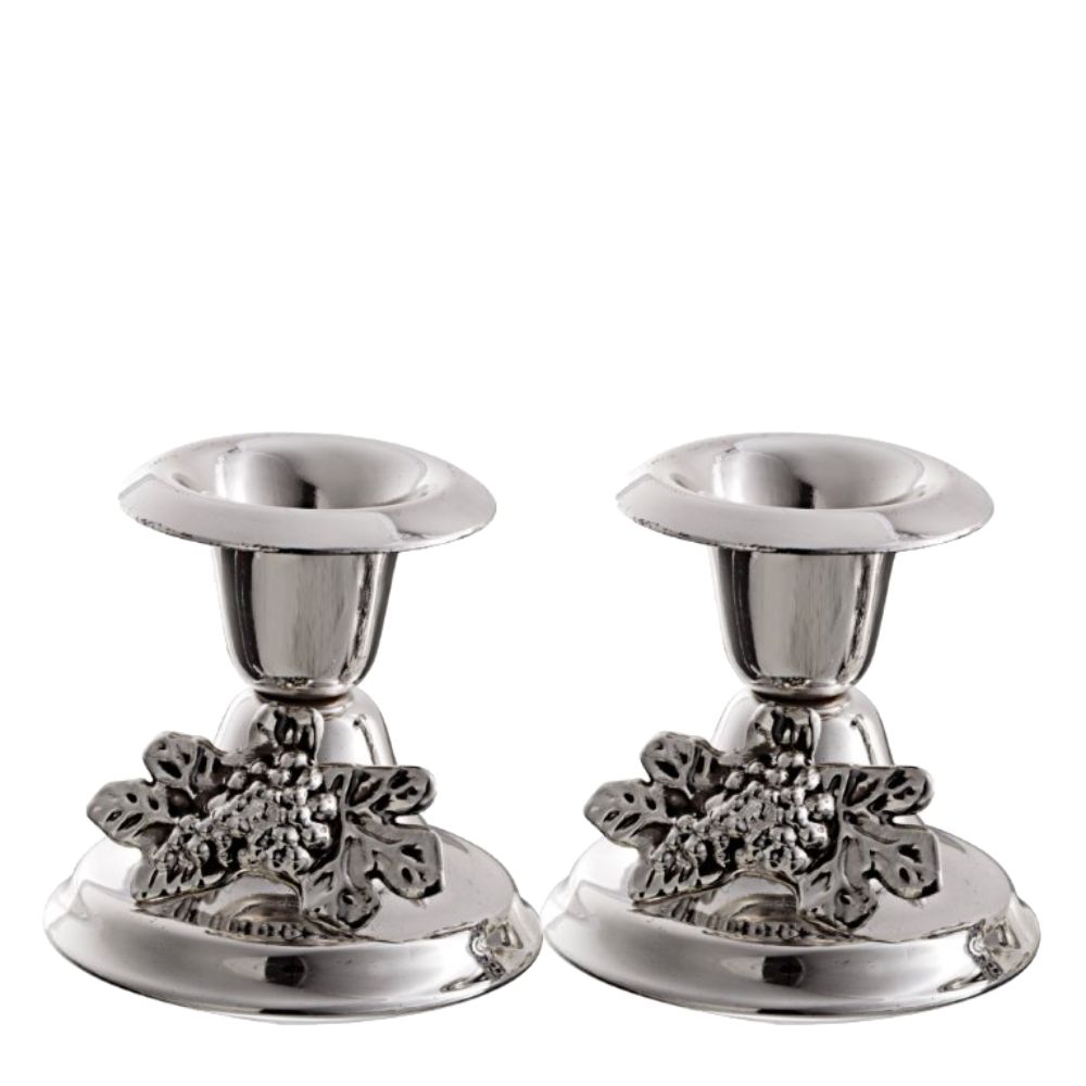 Silver Plated Mini Candle Stick Set Grapes 2.5 In