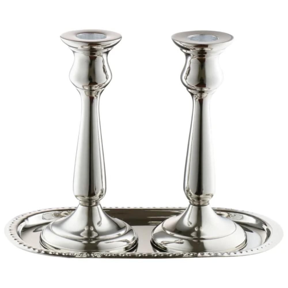 Candle Stick Set Of 2 With tray 6" Aluminum With Velvet Box