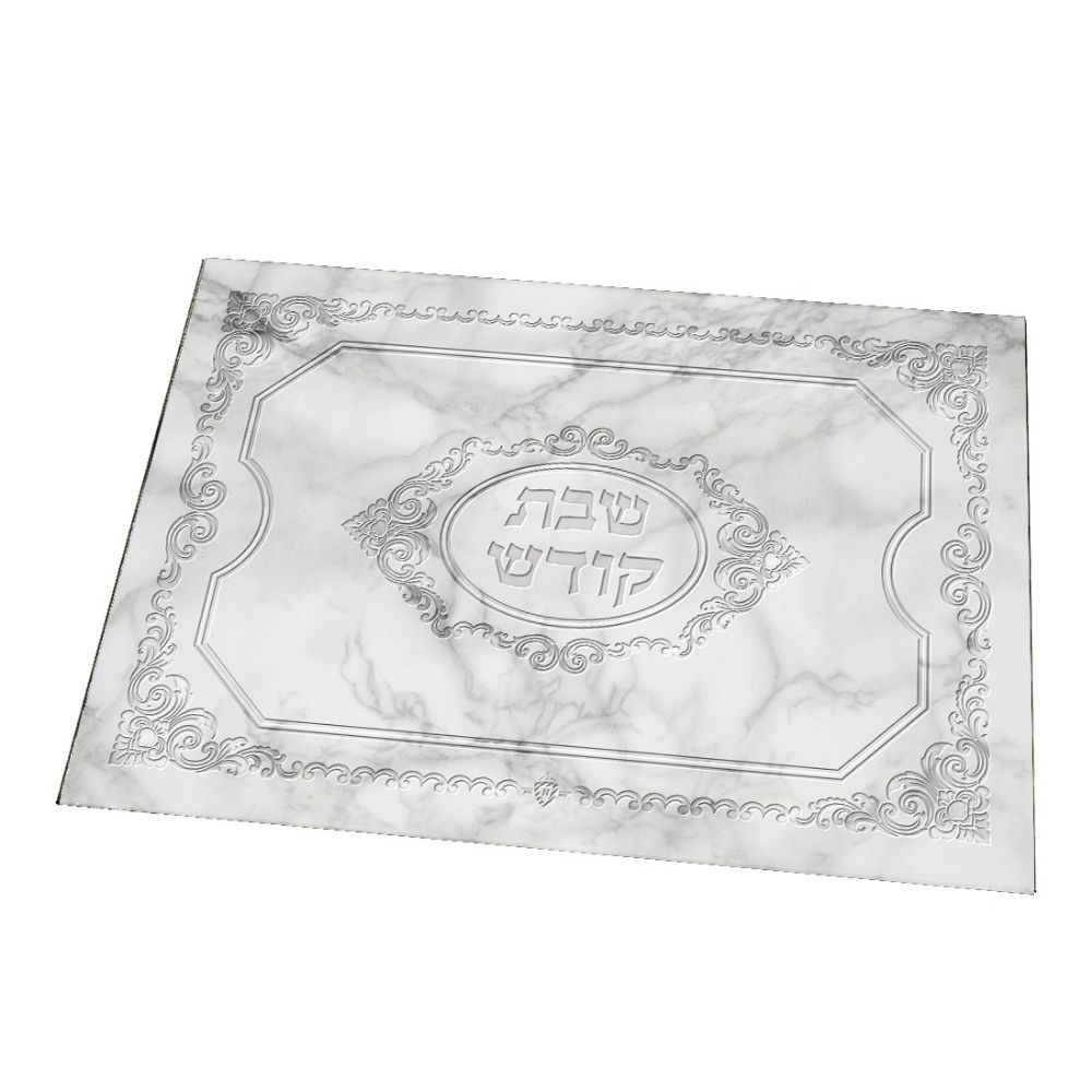 Challah Board Tempered Glass Silver Marble Large 12 X 15.75 "