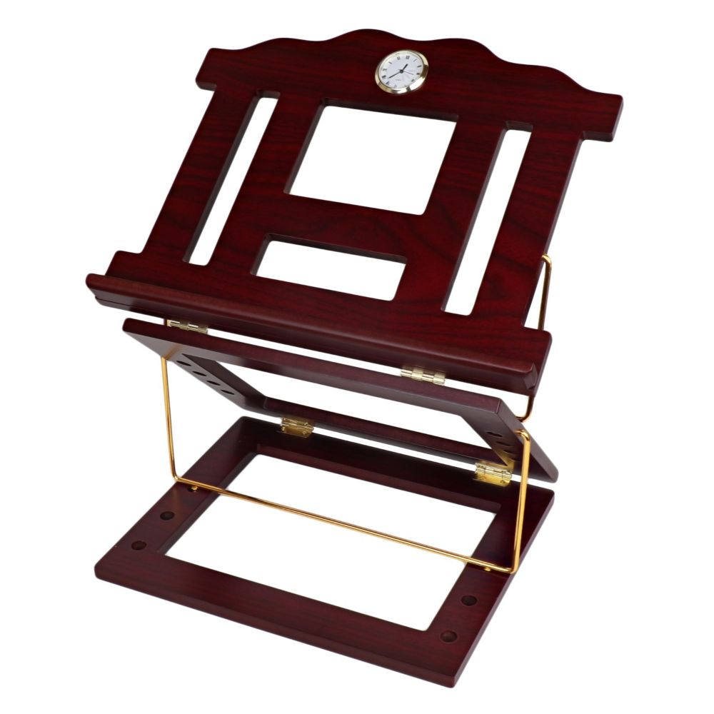 Wooden 2 Tone Book Stand 2 Position Gold Clock 15 x12 "