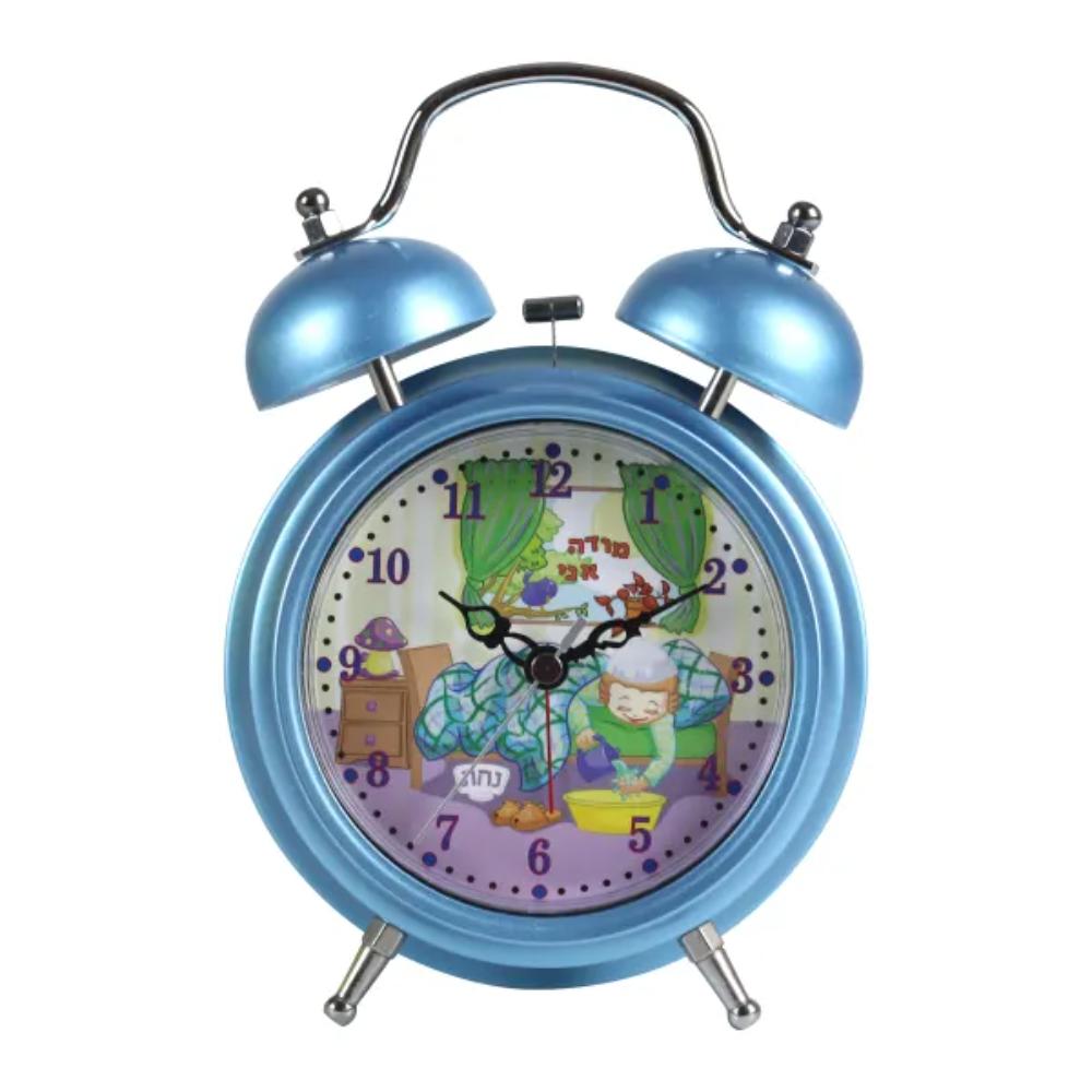 Modeh Ani Singing Alarm Clock Bell - Boy Blue 4.5x4.5 x 13/4"