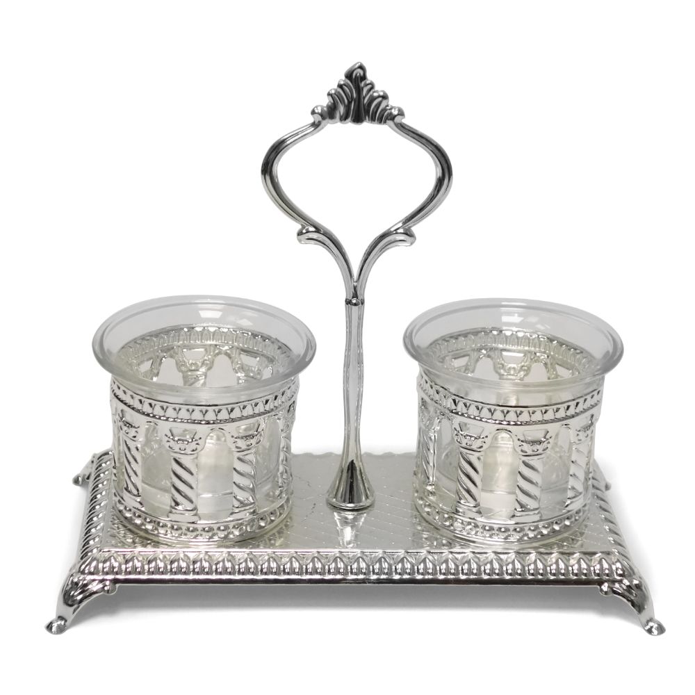 Salt & Pepper Holder Royal Palace Design Silver plated Double