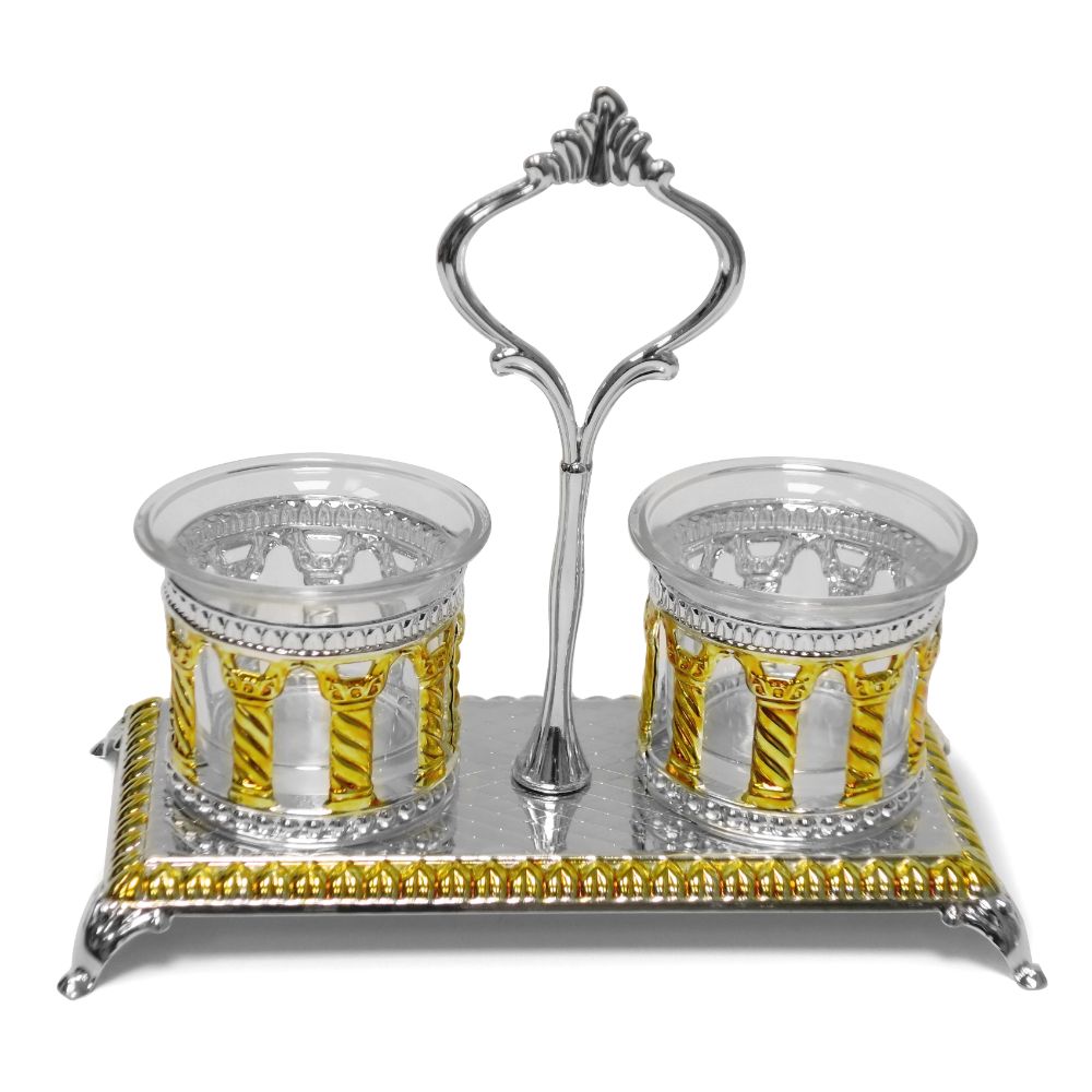 Salt & Pepper Holder Royal Palace Design Silver & Gold plated Double
