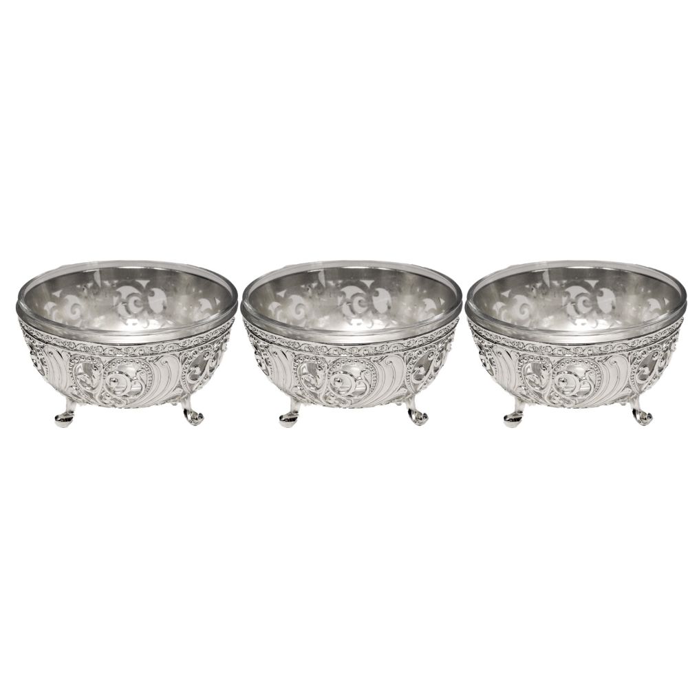 Set of 3 Dip and Container Bowls Silver Plated 5x2.5"