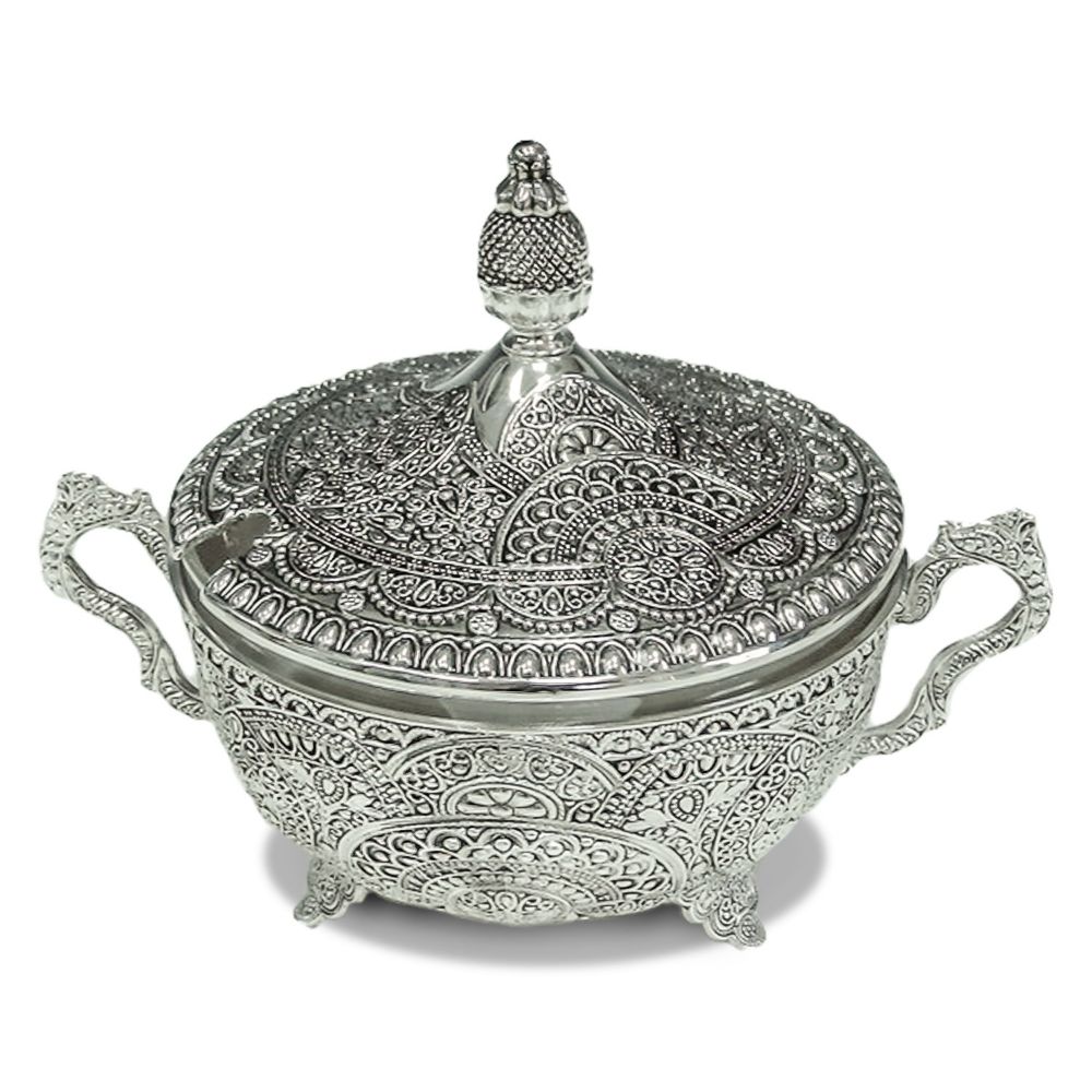Dish Silver Plated Filigree With Spoon