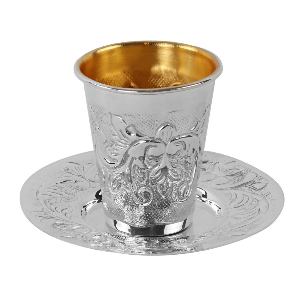 925 Sc Silver Kiddush Cup With Tray