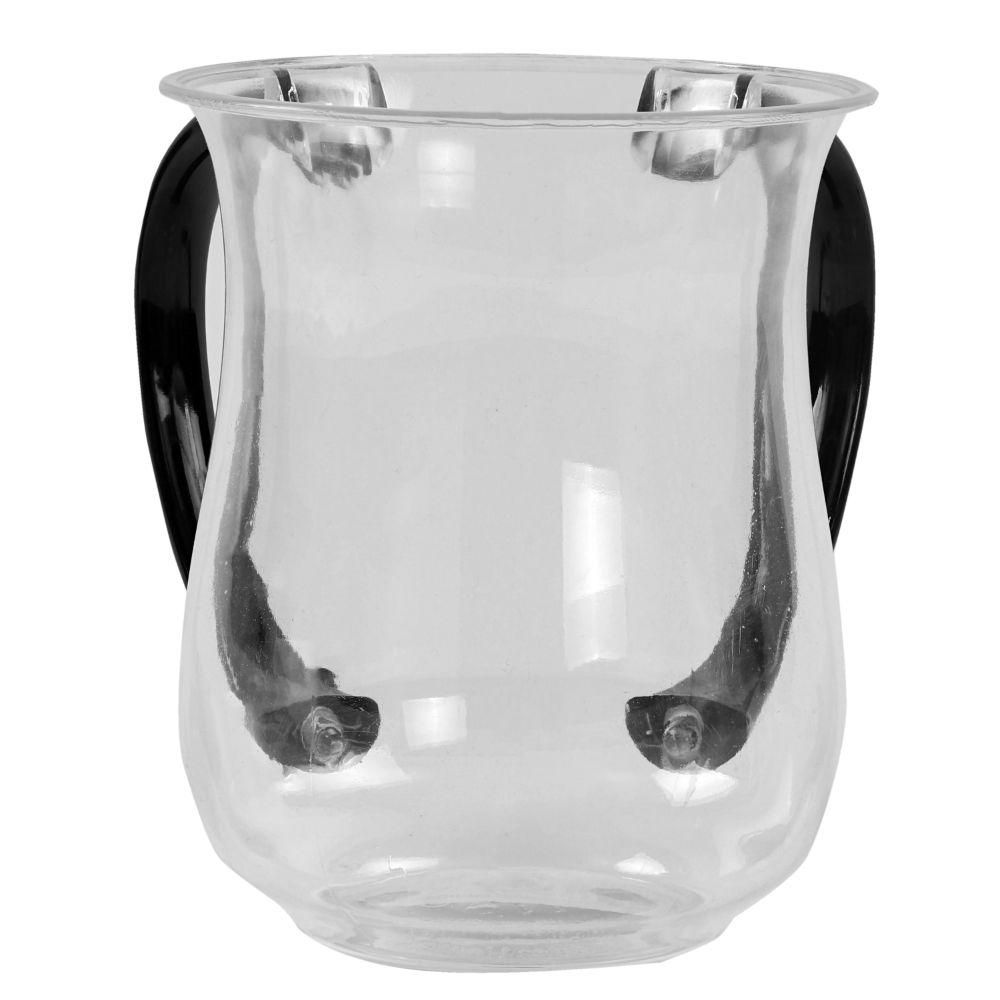 Acrylic Wash Cup Clear With Black Handles 5" 