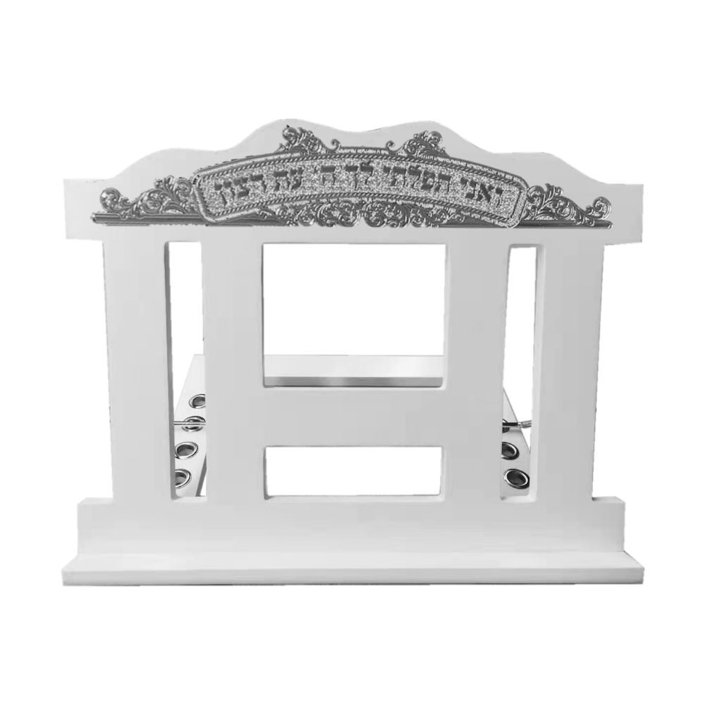 Table Top Shtender White Wood 13.5 x11.5 " with Silver Top Frame