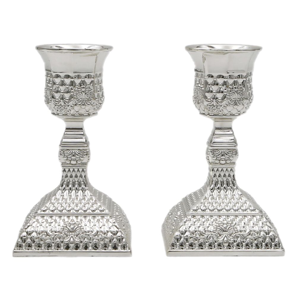 Classic Silver Plated Candlesticks - Tracery Design 4.5"