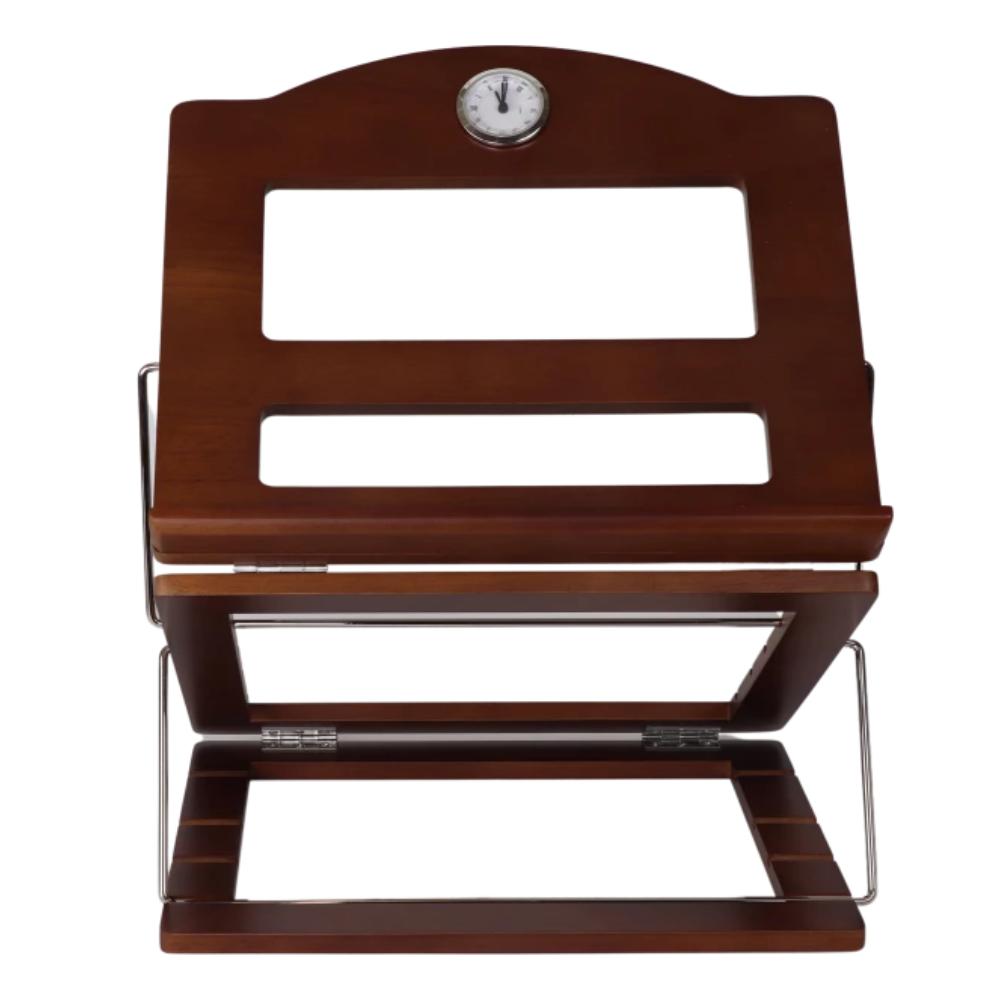 Oak Wood Table Top Shtender with clock - adjustable height