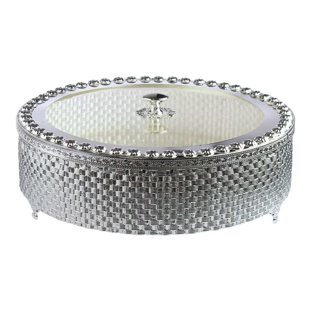 Matzah Holder Wave Design Silver Plated With Lucite cover 13 w X4.5 H "