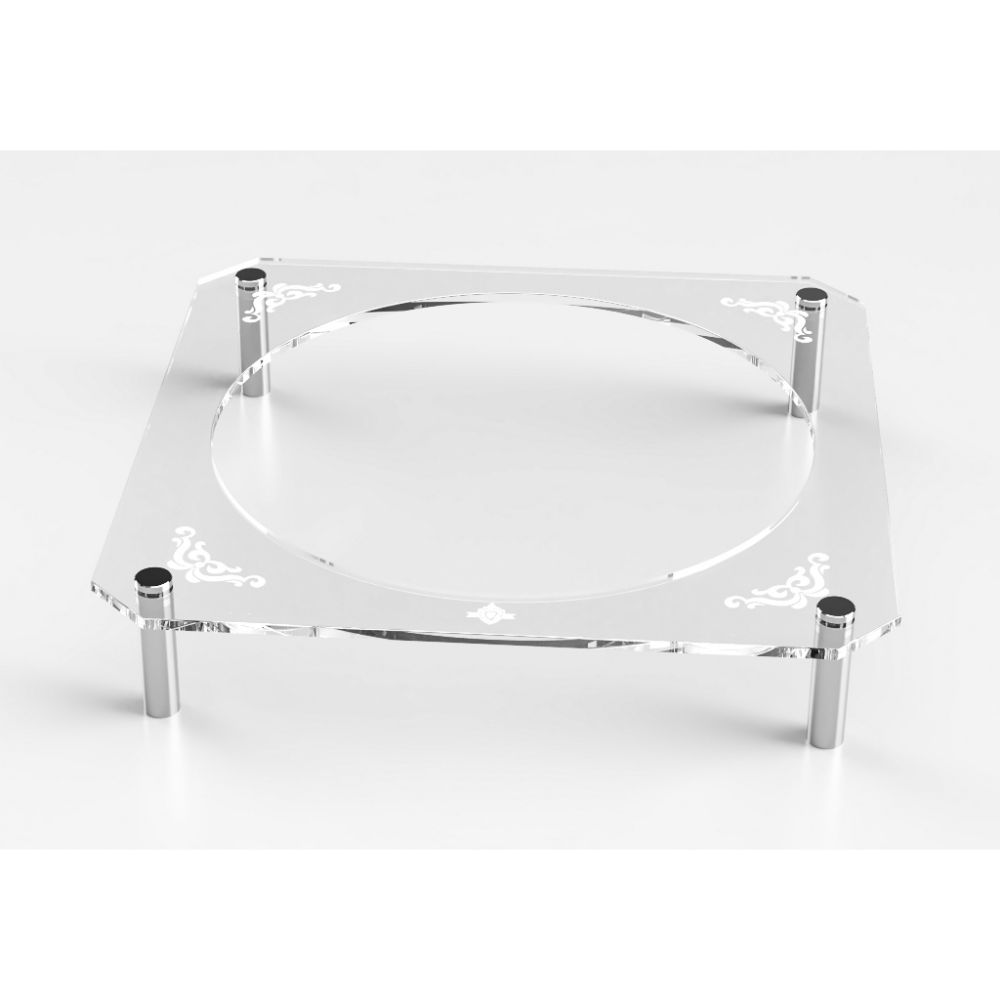Acrylic Seder Plate Stand Silver Standoffs Engraved 16X16" X3"