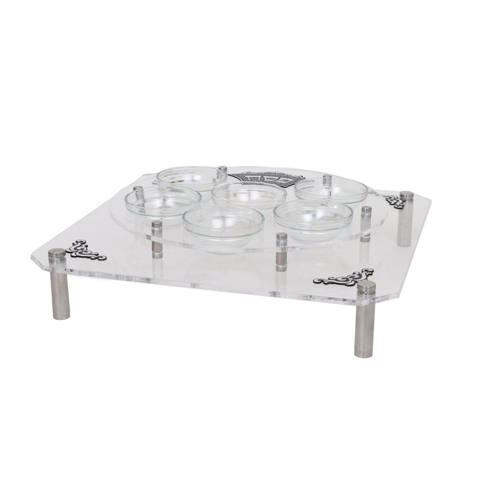 Acrylic Seder Plate Stand Silver Standoffs Silver Plate Engraved 16X16" X3"