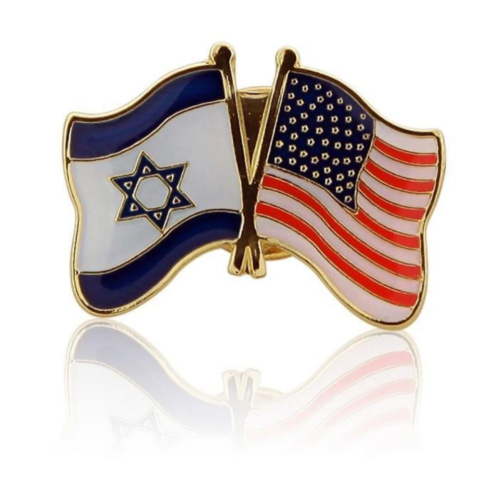 B "USA & ISRAEL" FLAG PIN 2 X 1.5 CM