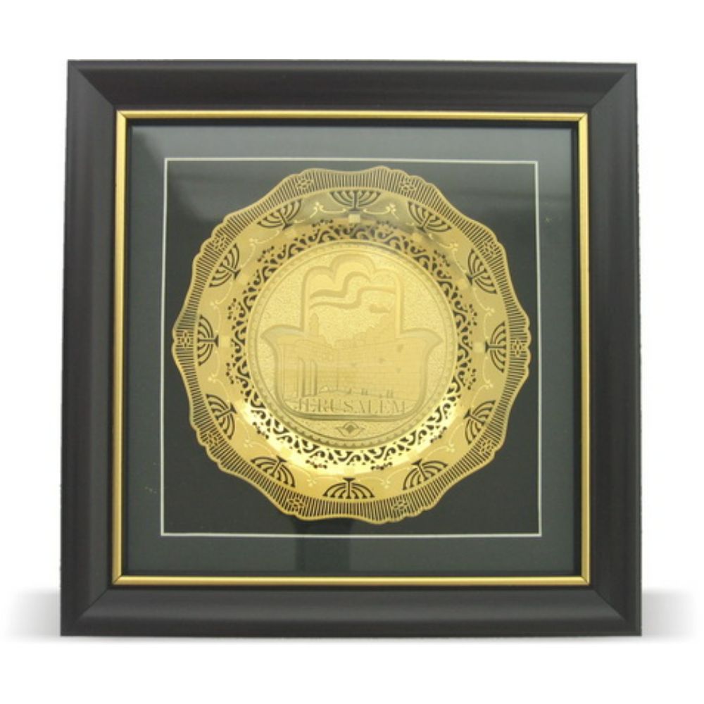 Oval Perforated Plate In Glass Frame 3D, Golden- "Kotel" 15*15 Cm
