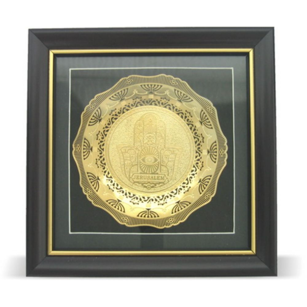 Oval Perforated Plate In Glass Frame 3D, Golden- "Eye" 15*15 Cm