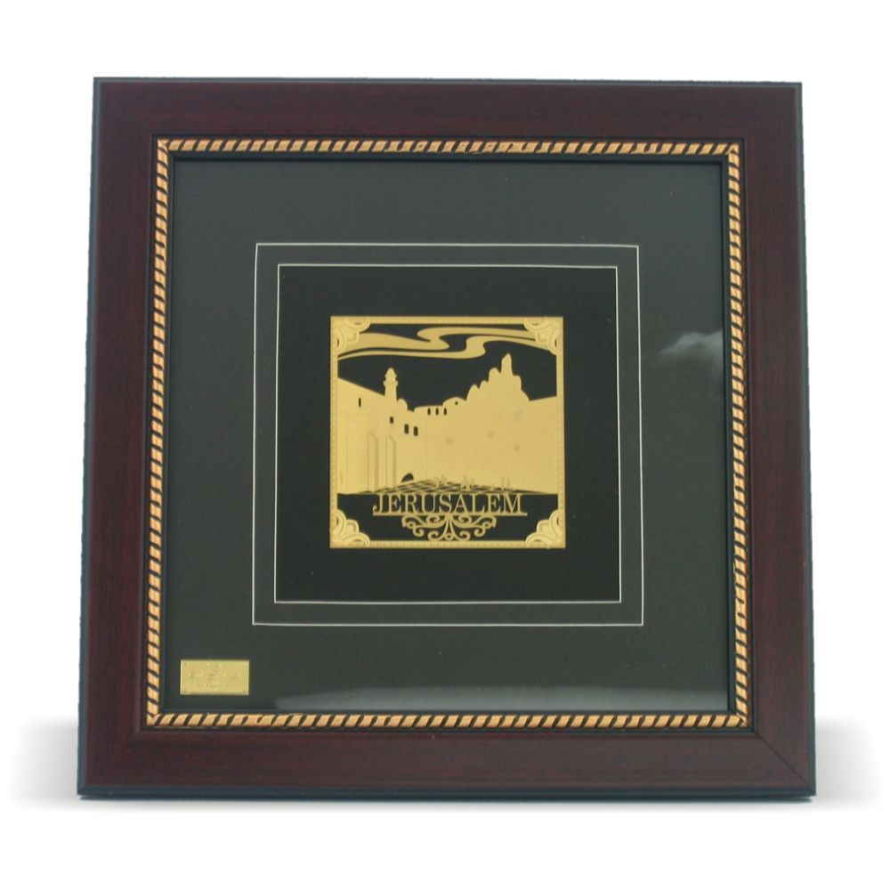 Golden Plate In Glass Frame -The Kotel 32*32Cm