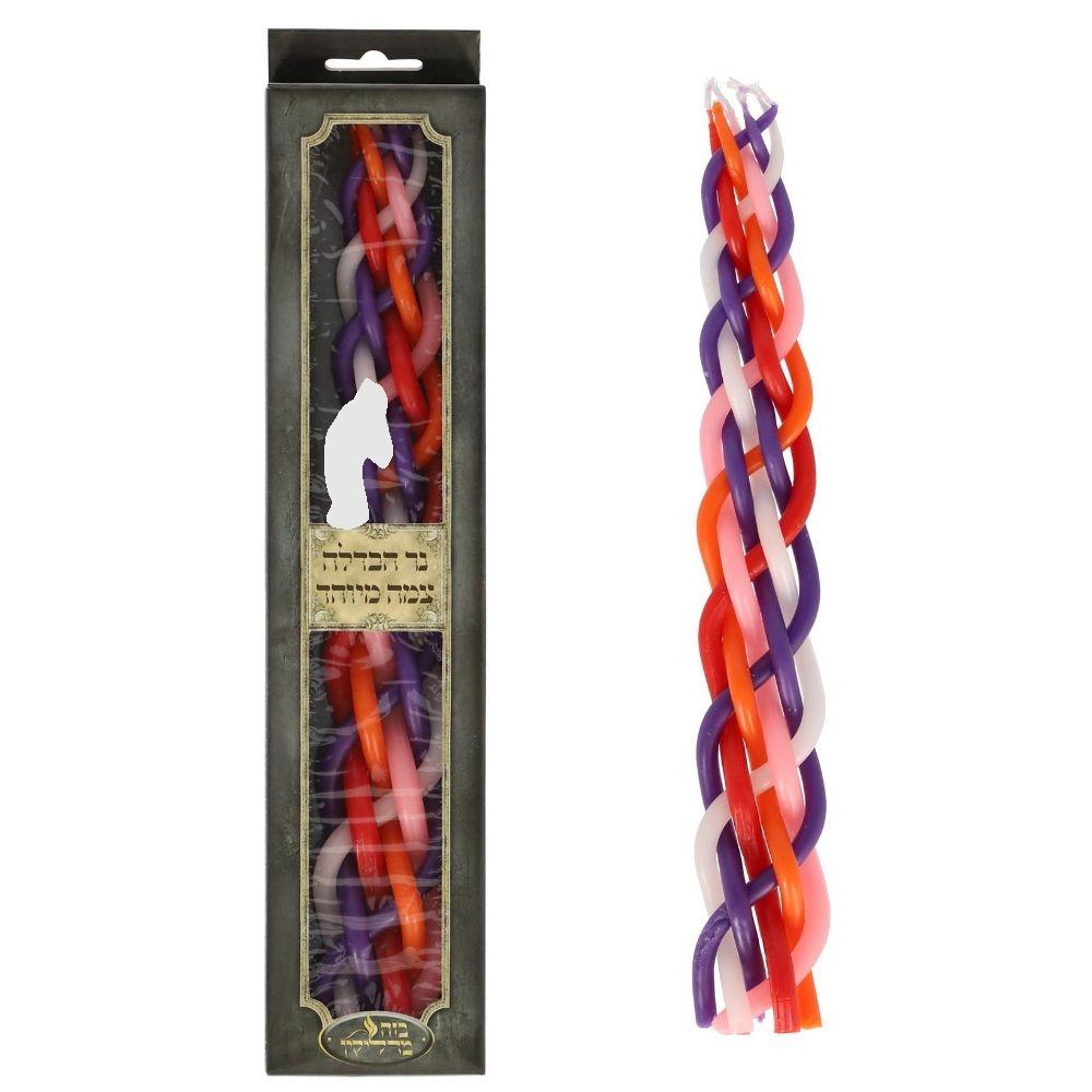 Wax Havdalah Candle Decorted Colors - 11.5"