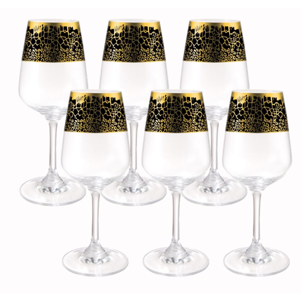 Set of 6 Liquor Cups - Black and Gold