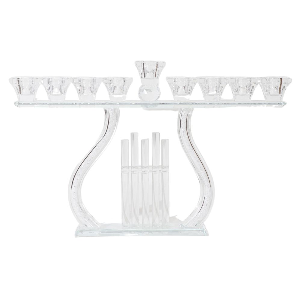 8" x 14.5" Crystal Menorah with Clear Cups