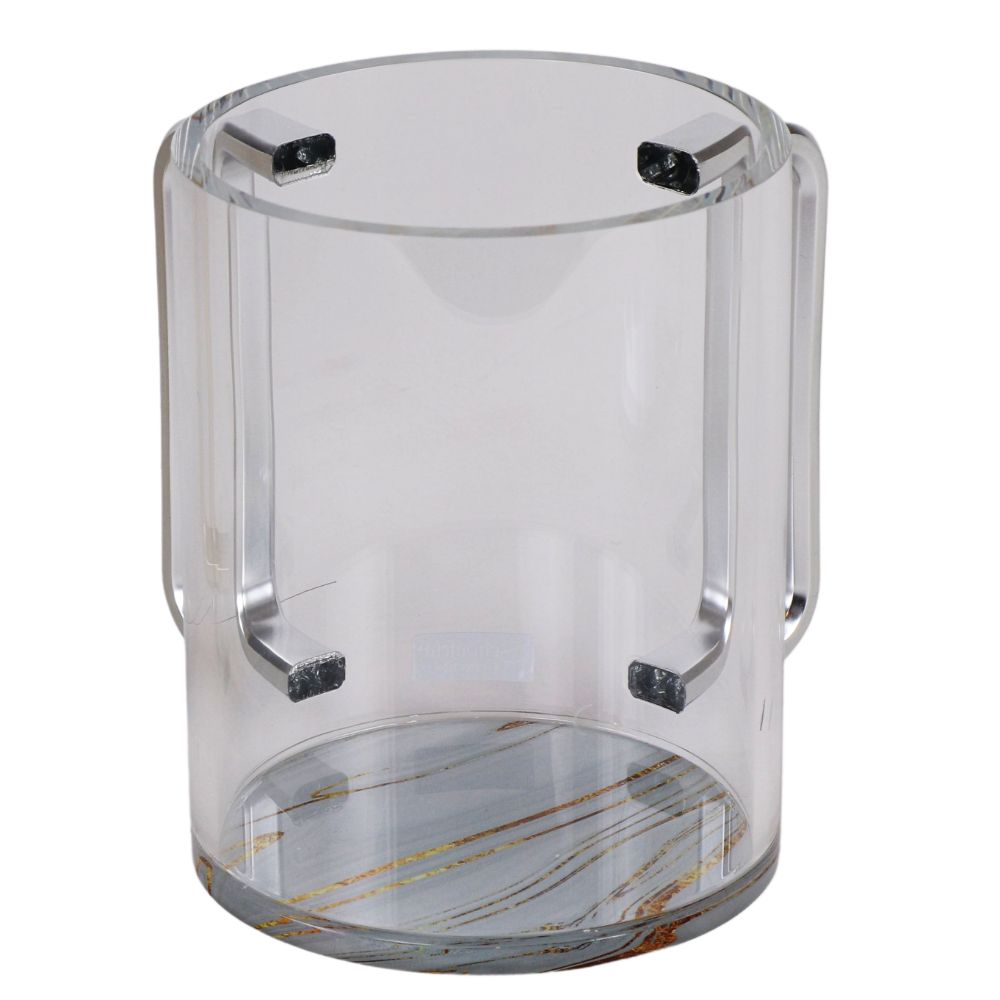 Acrylic Clear Washing Cup - Silver Handle - Silver&Gold Marble