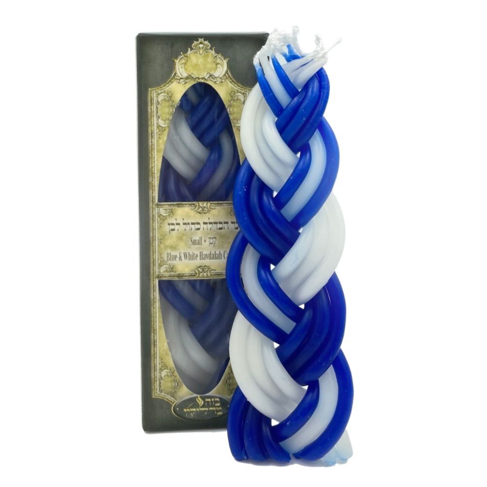 Mini Wax Havdalah Candle Blue-White