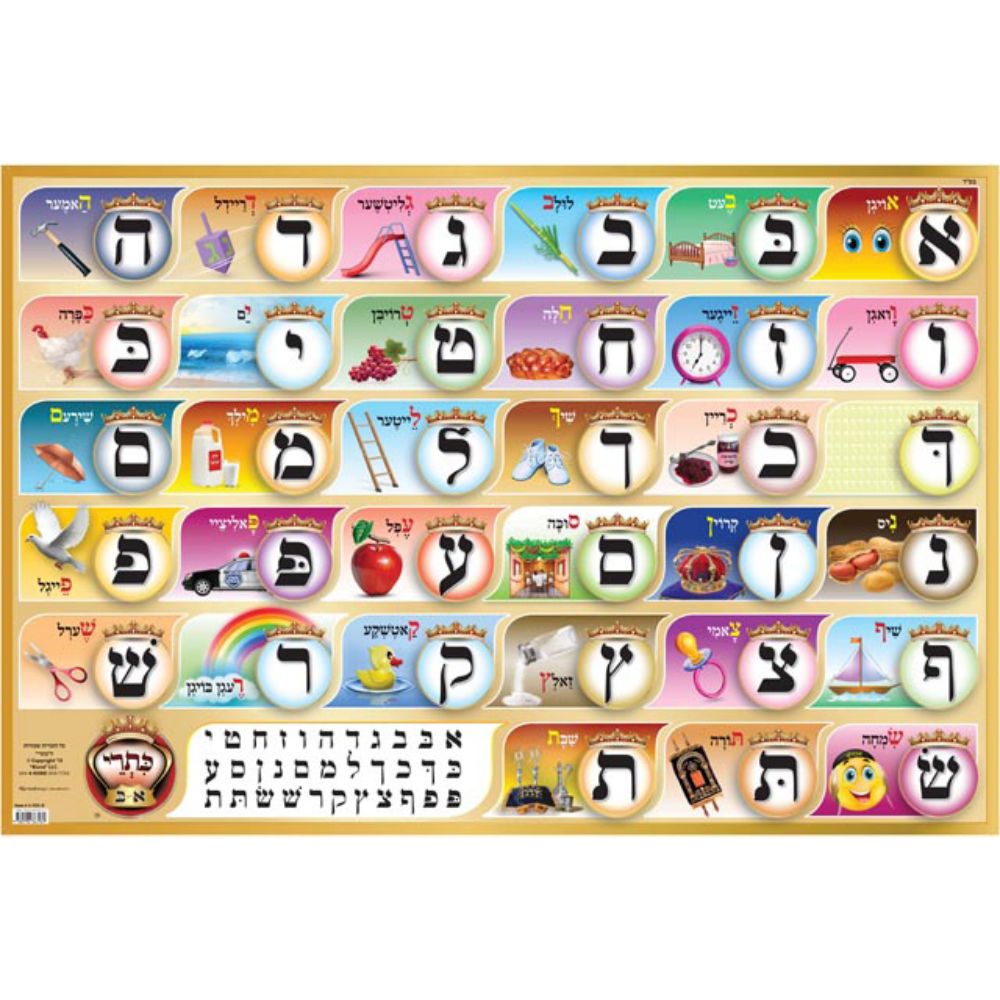 Small Poster - Black - Yiddish W/ Pictures - 13"× 19"