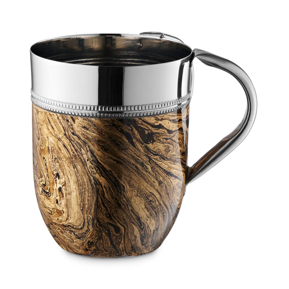 Wash Cup Polished with Gold Abstract Stainless Steel
