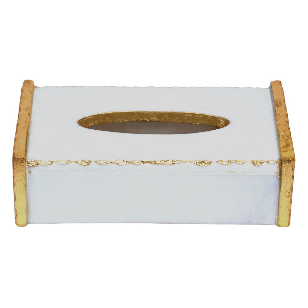 White Marble Tissue box with gold foiling