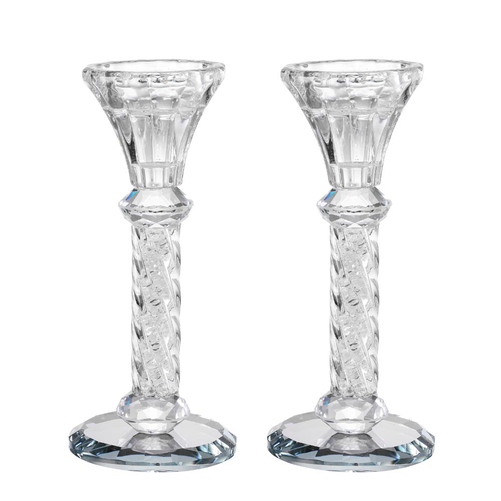 Crystal Candlestick Spiral Legs Clear Filling 6"