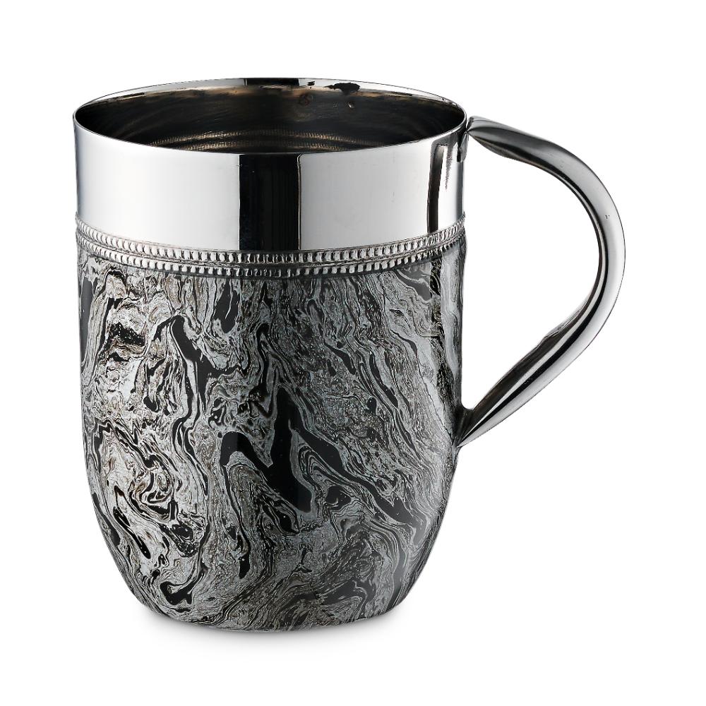 Wash Cup Polished with Silver Abstract Stainless Steel