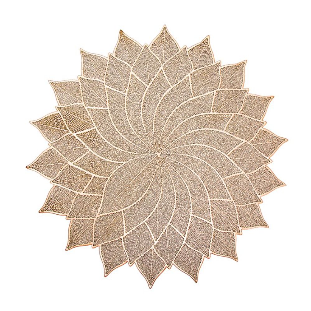 Gold Blooming Leather Look Laser cut Placemats 15" (12pcs)