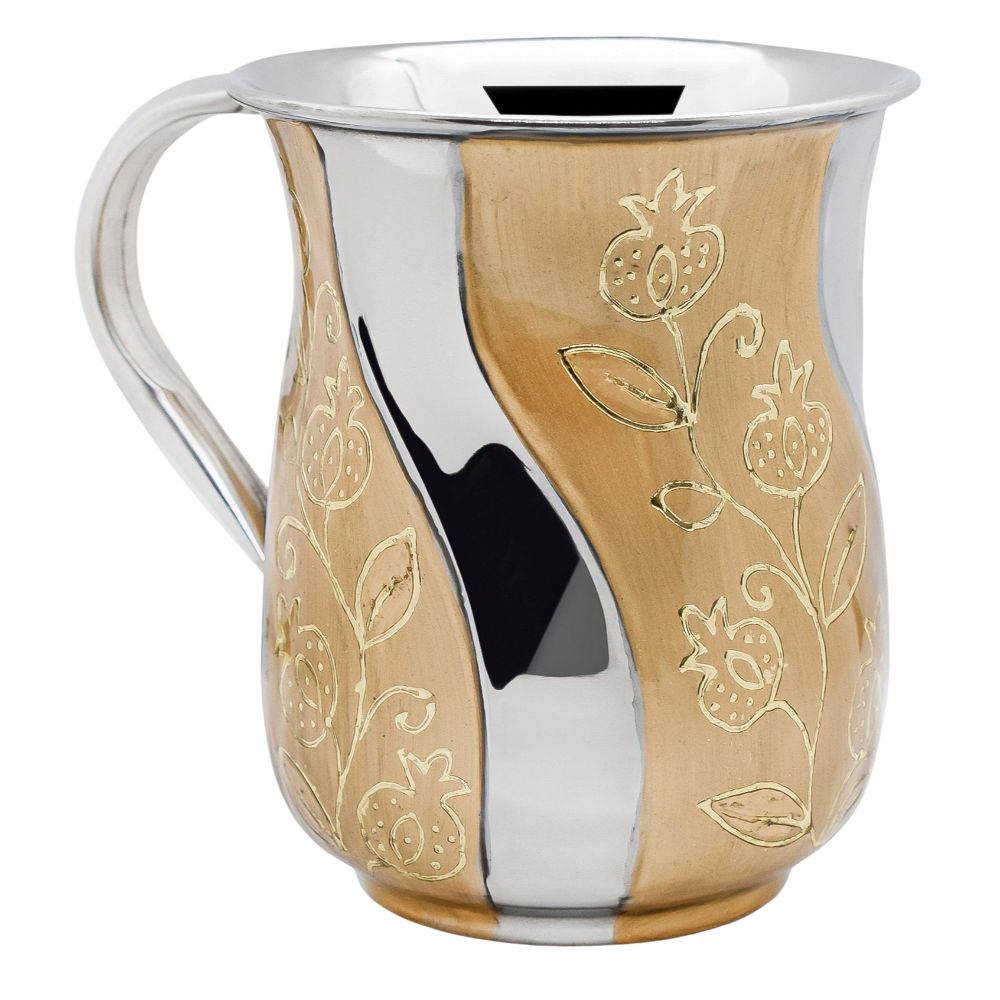 Stainless Steel Washing Cup  -  Gold & Floral