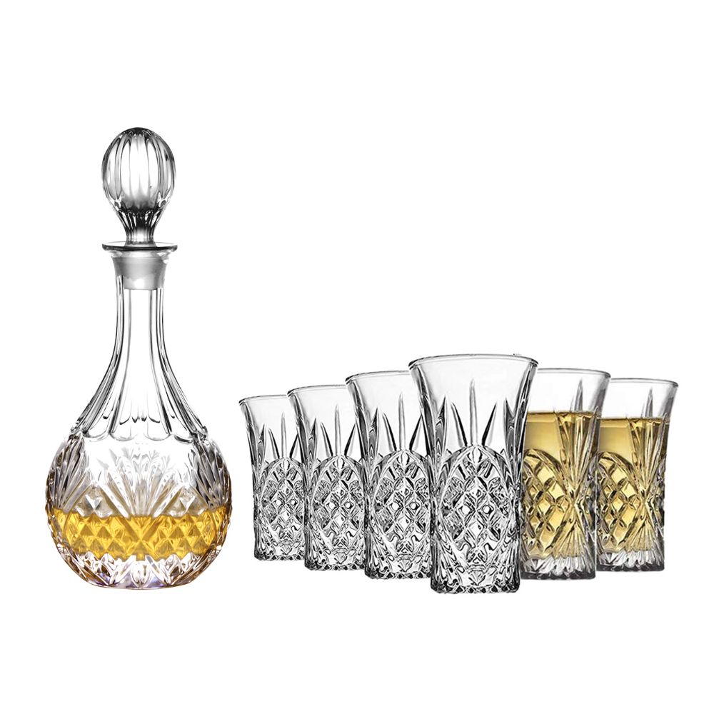 set of ashford decanter with 6 glasses