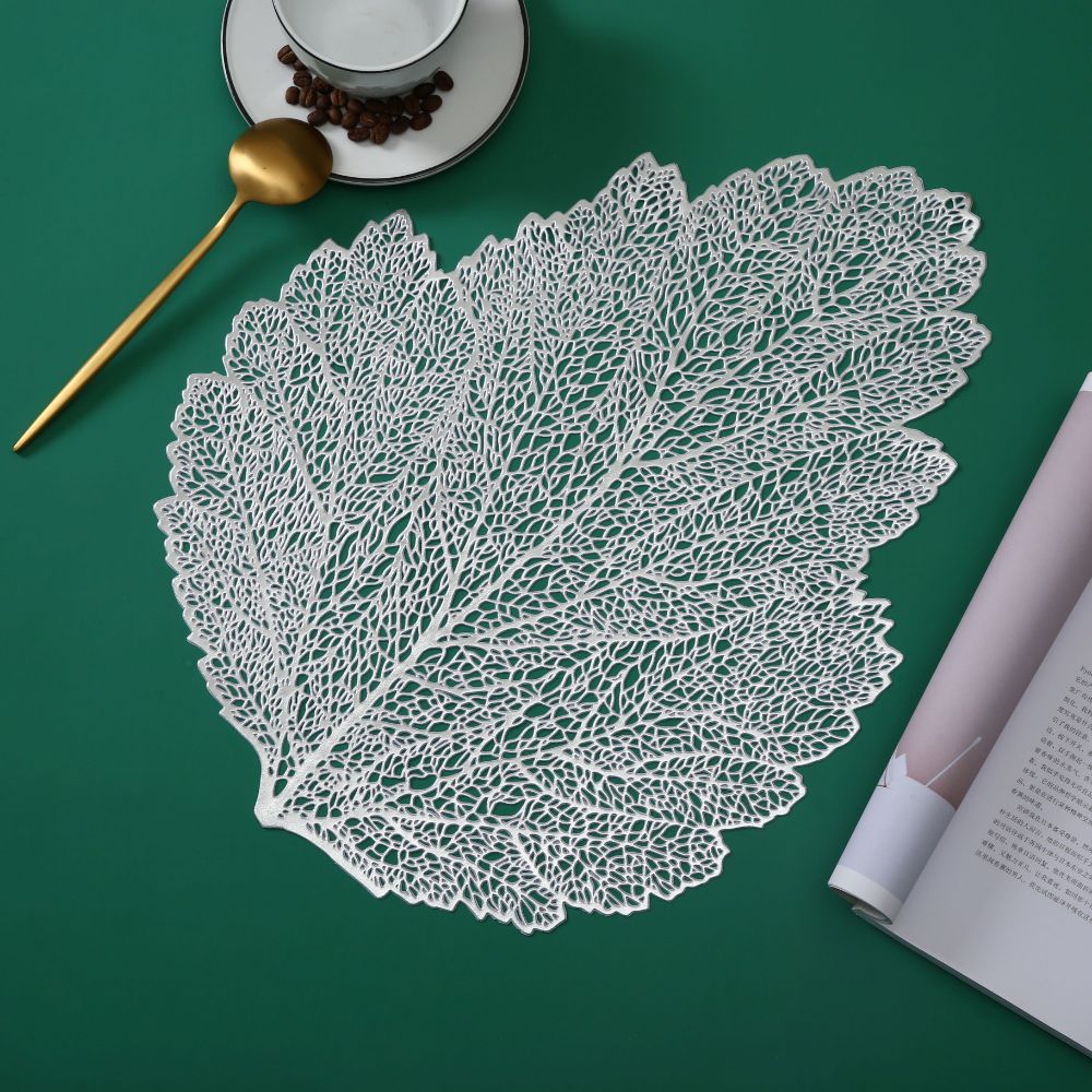 Placemat  Leaf silver  x 6