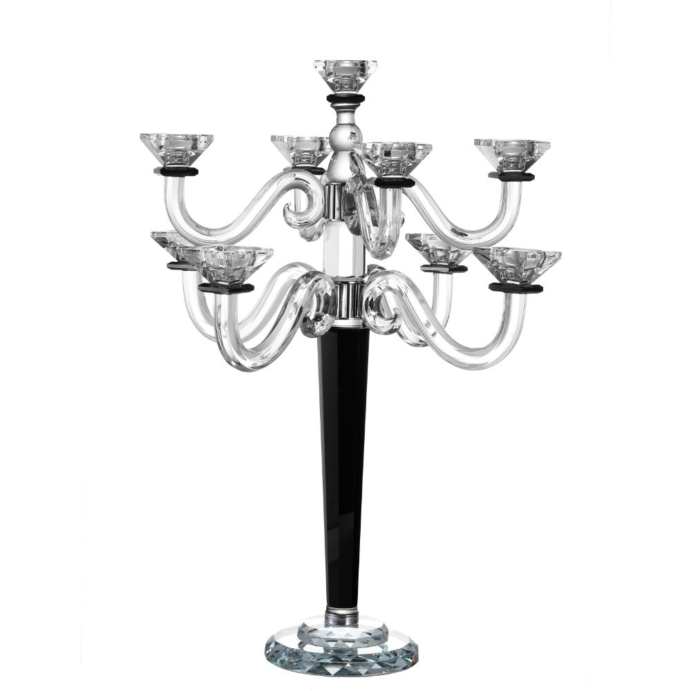 Crystal and Black Candelabra 9 Branches 21.5"