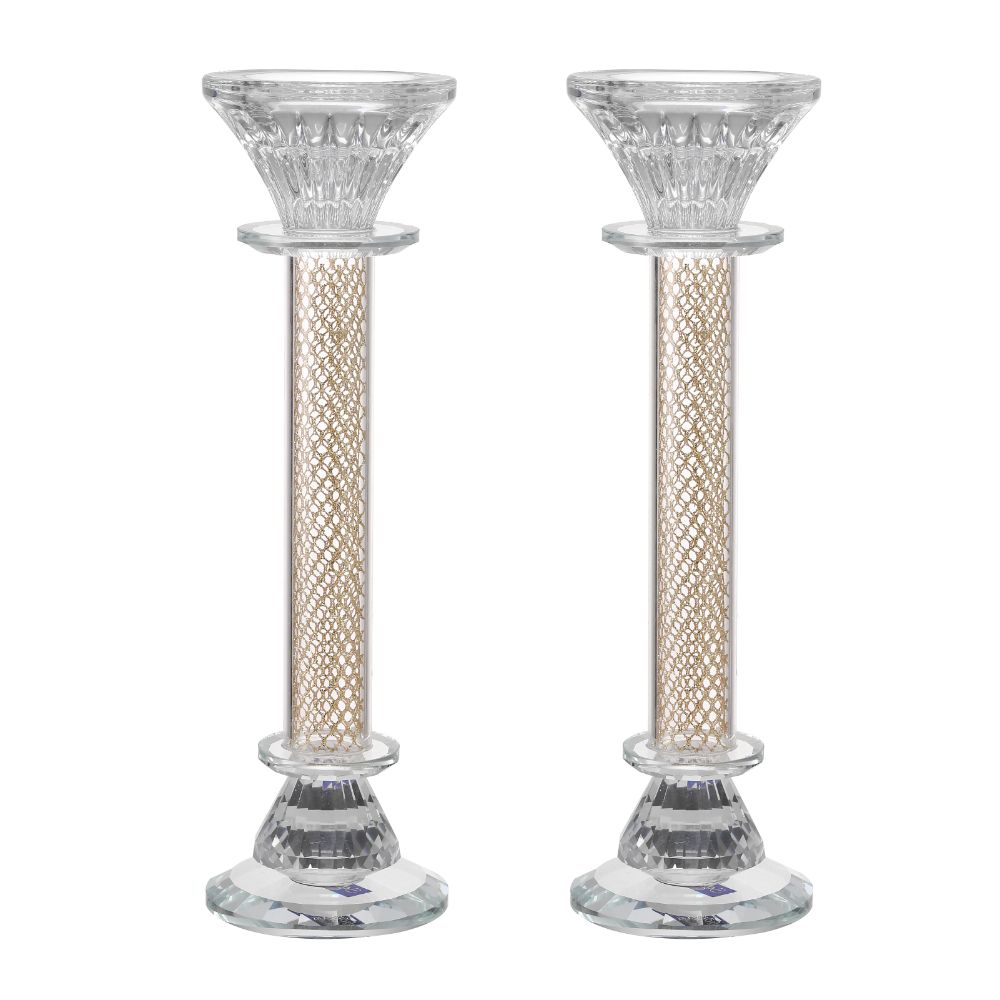 Crystal Candlestick Gold Paper Filling 9.5"