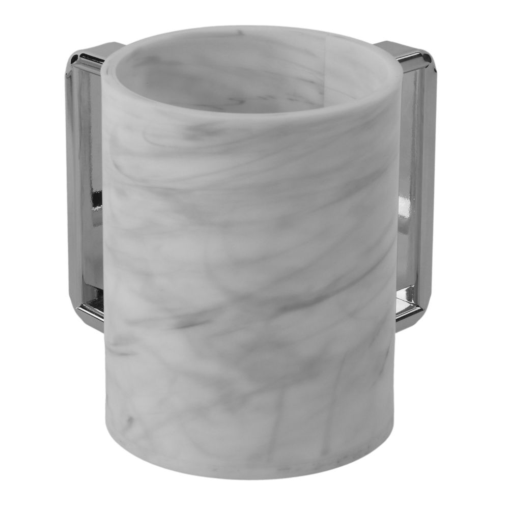 Acrylic Marble Washing Cup with Silver Handles