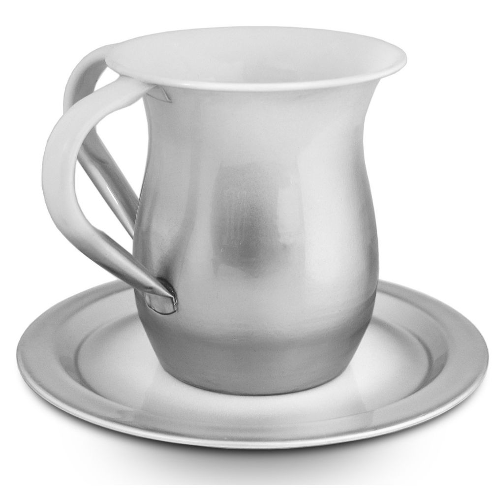 Wash cup and plate set Silver White