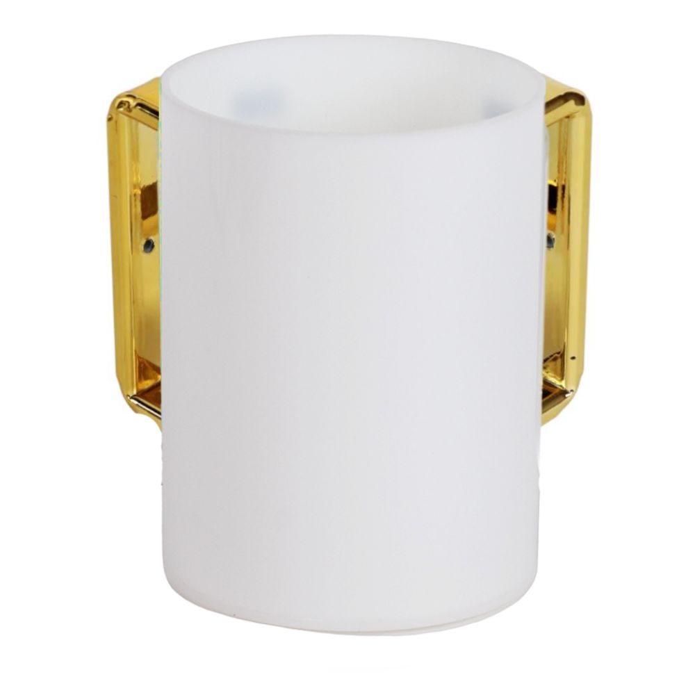 Acrylic Washing Cup White With Gold Handles