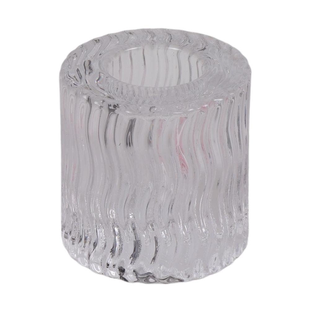 Clear Wavy Crystal Candlestick 2"