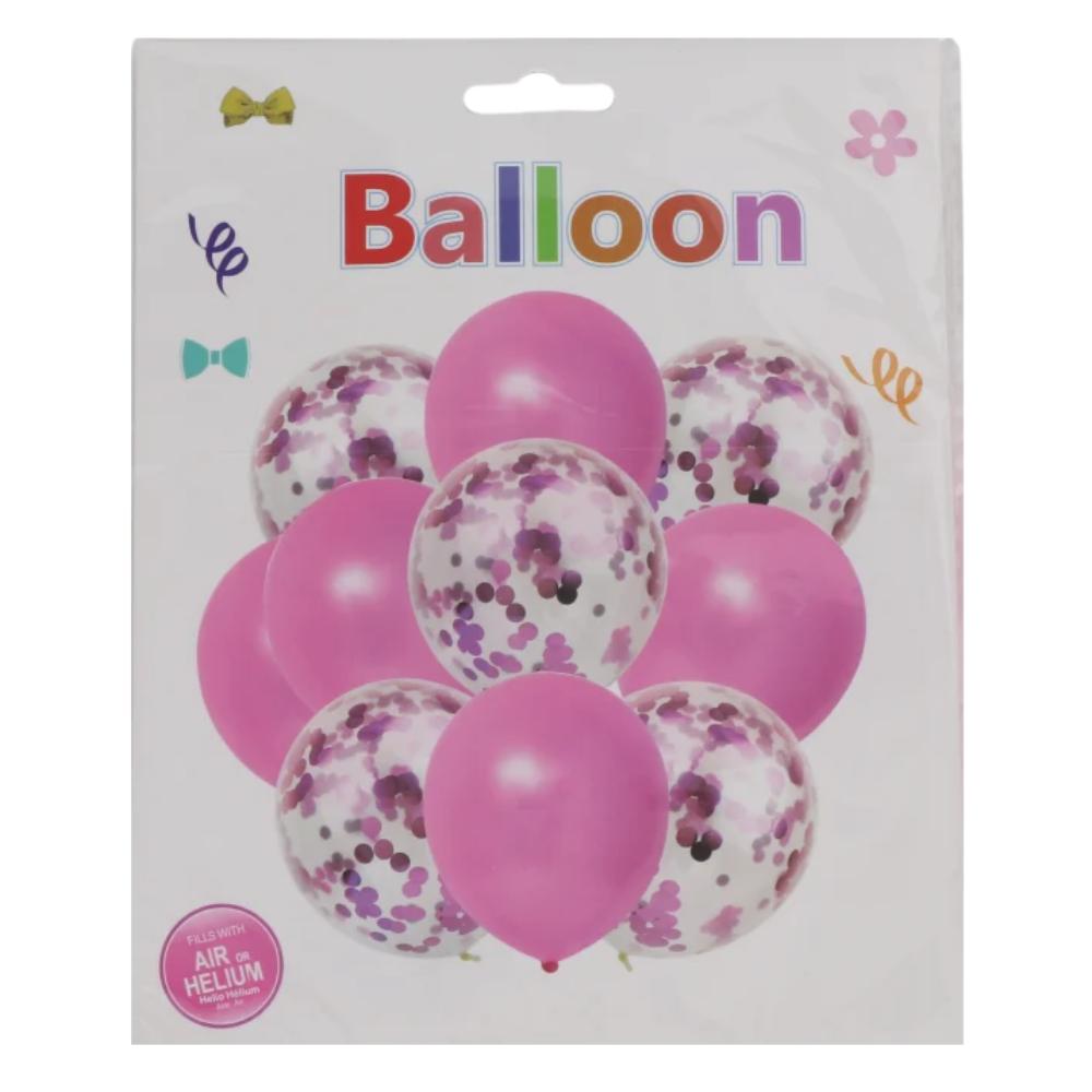 10 Pink Metallic Balloons