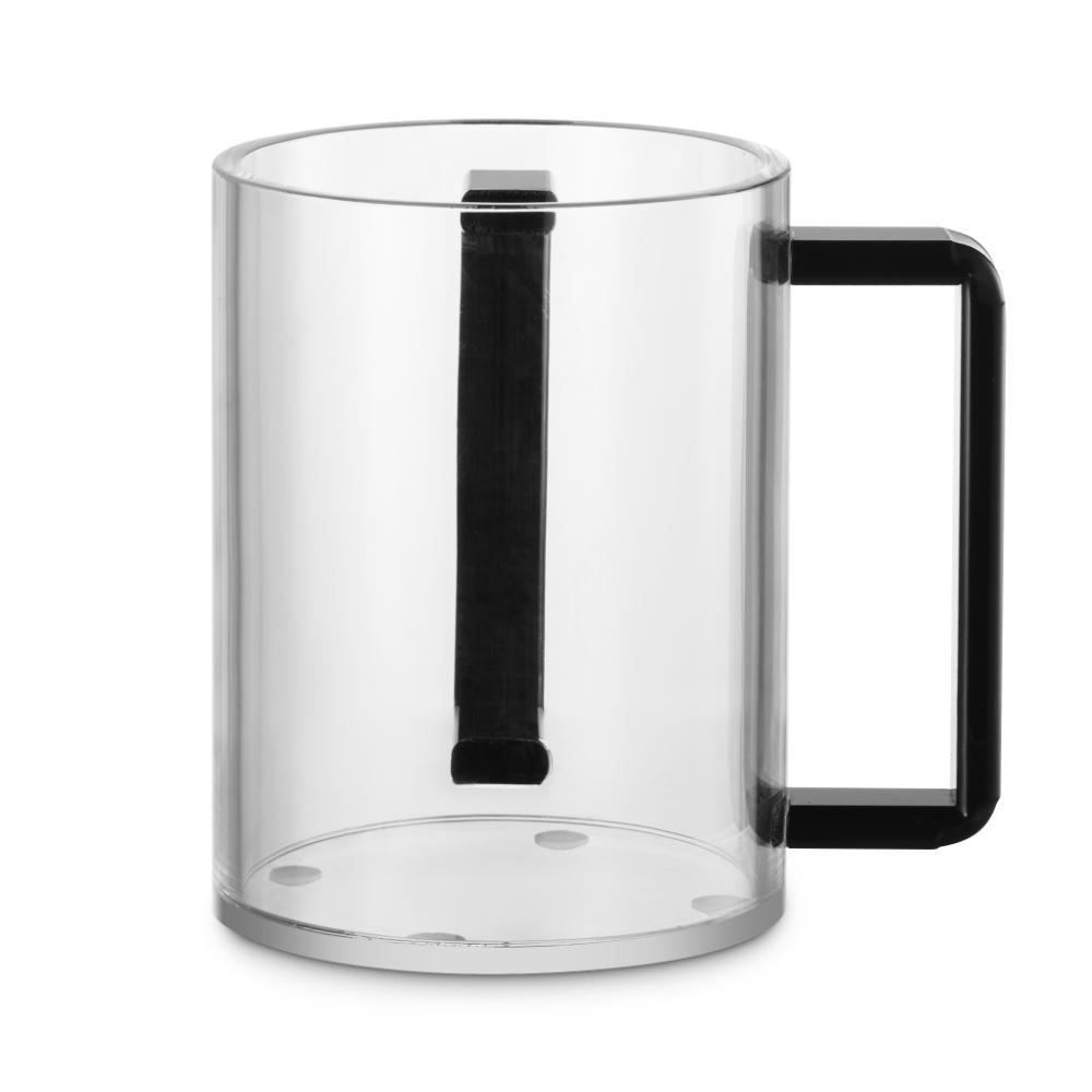Acrylic Washing Cup  Clear  black Handles 5"