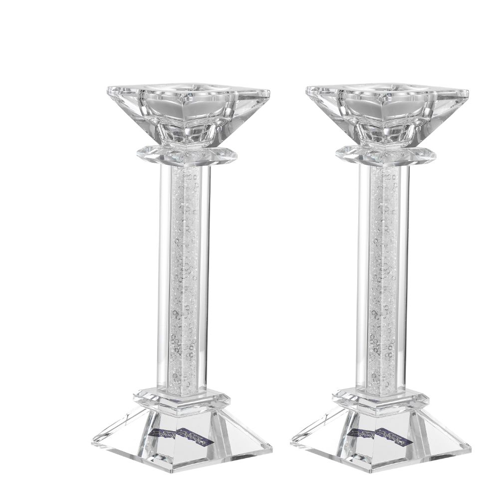 Crystal Candlestick and Tea candle Holder - Clear filling 7"