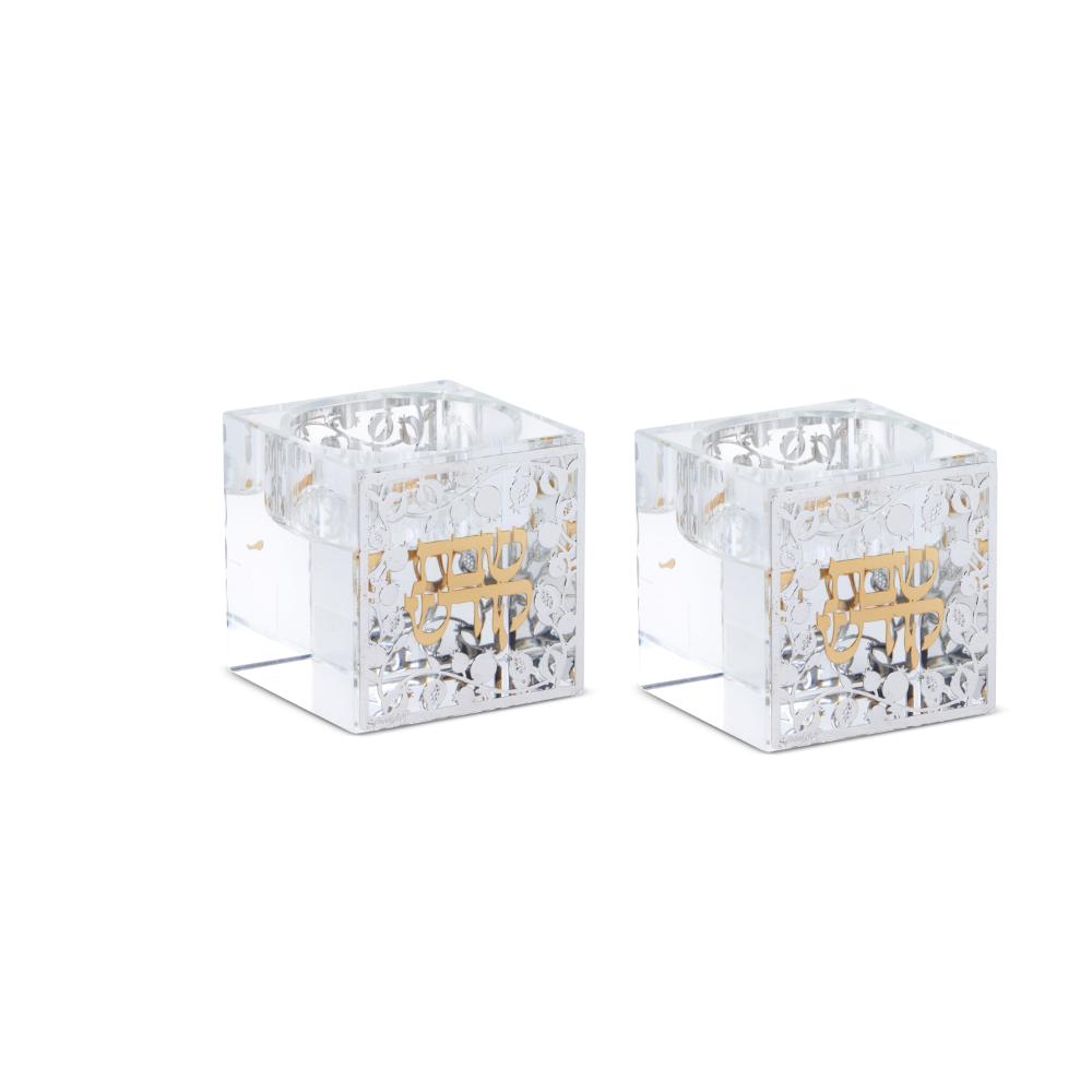 Crystal Tea light Candle Holders with Gold and Silver Plates